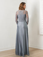 Vestidos de corte princesa/línea A para la madre de la novia con apliques y lentejuelas 