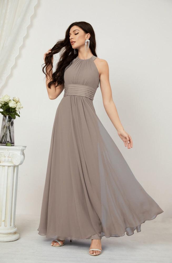 Robe de soirée formelle Baoleely en mousseline de soie, col licou, longue, sans manches, robe de demoiselle d'honneur 2802 