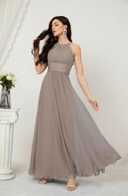 Robe de soirée formelle Baoleely en mousseline de soie, col licou, longue, sans manches, robe de demoiselle d'honneur 2802 