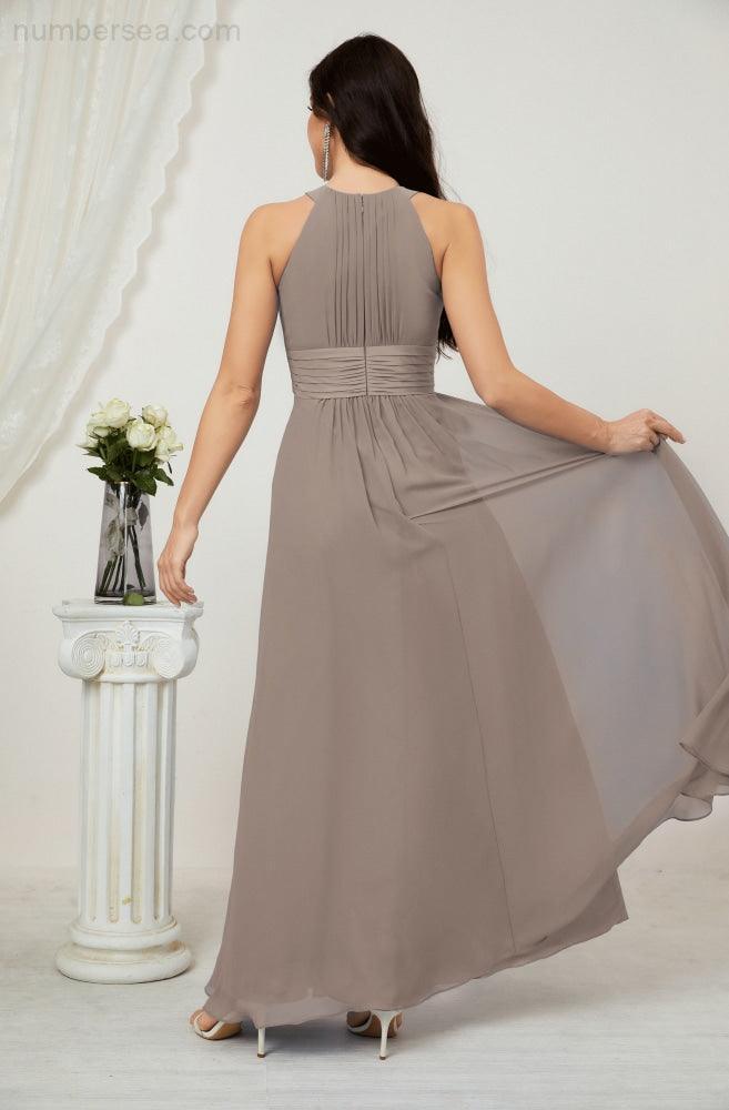Robe de soirée formelle Baoleely en mousseline de soie, col licou, longue, sans manches, robe de demoiselle d'honneur 2802 