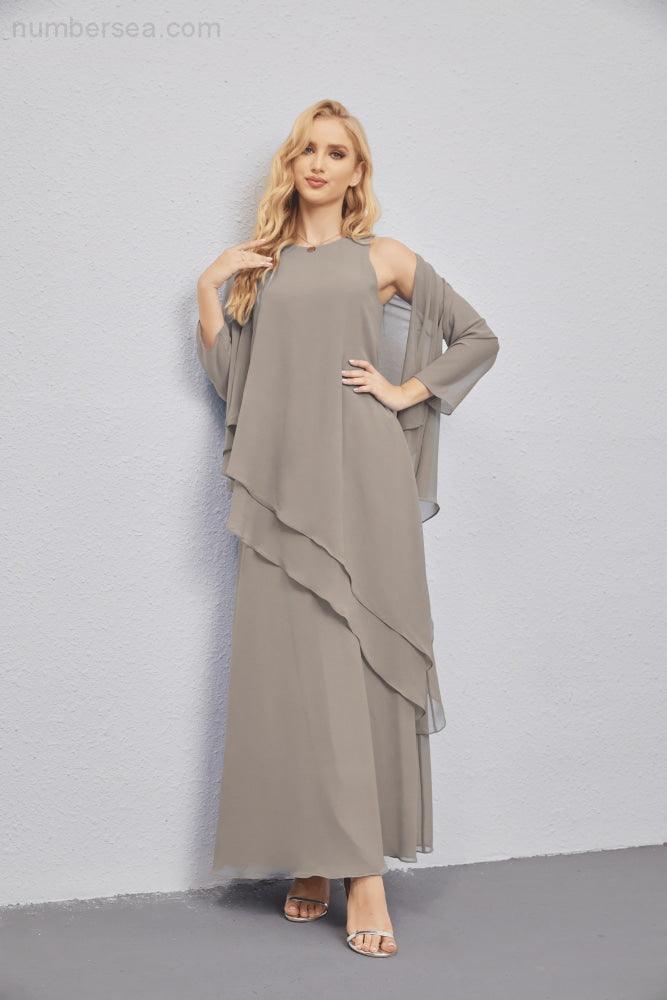 Vestidos de madre de la novia con cárdigan ligero abierto al frente, vestido formal de fiesta 28081 