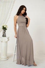 Robe de soirée formelle Baoleely en mousseline de soie, col licou, longue, sans manches, robe de demoiselle d'honneur 2802 