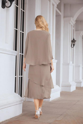 Vestido de fiesta formal de dos piezas corte A para la madre de la novia Sunderly SY28072