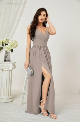 Vestidos de dama de honor con cuello alto Baoleely, de gasa, largos, corte en A, vestido formal de fiesta para boda, fiesta de noche 2801 