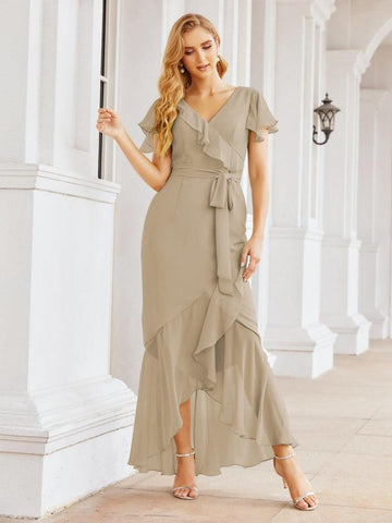 Vestidos de dama de honor Baoleely con volantes, estilo sirena, para fiestas formales, vestidos de noche, bailes de graduación y vestidos de violín 28042