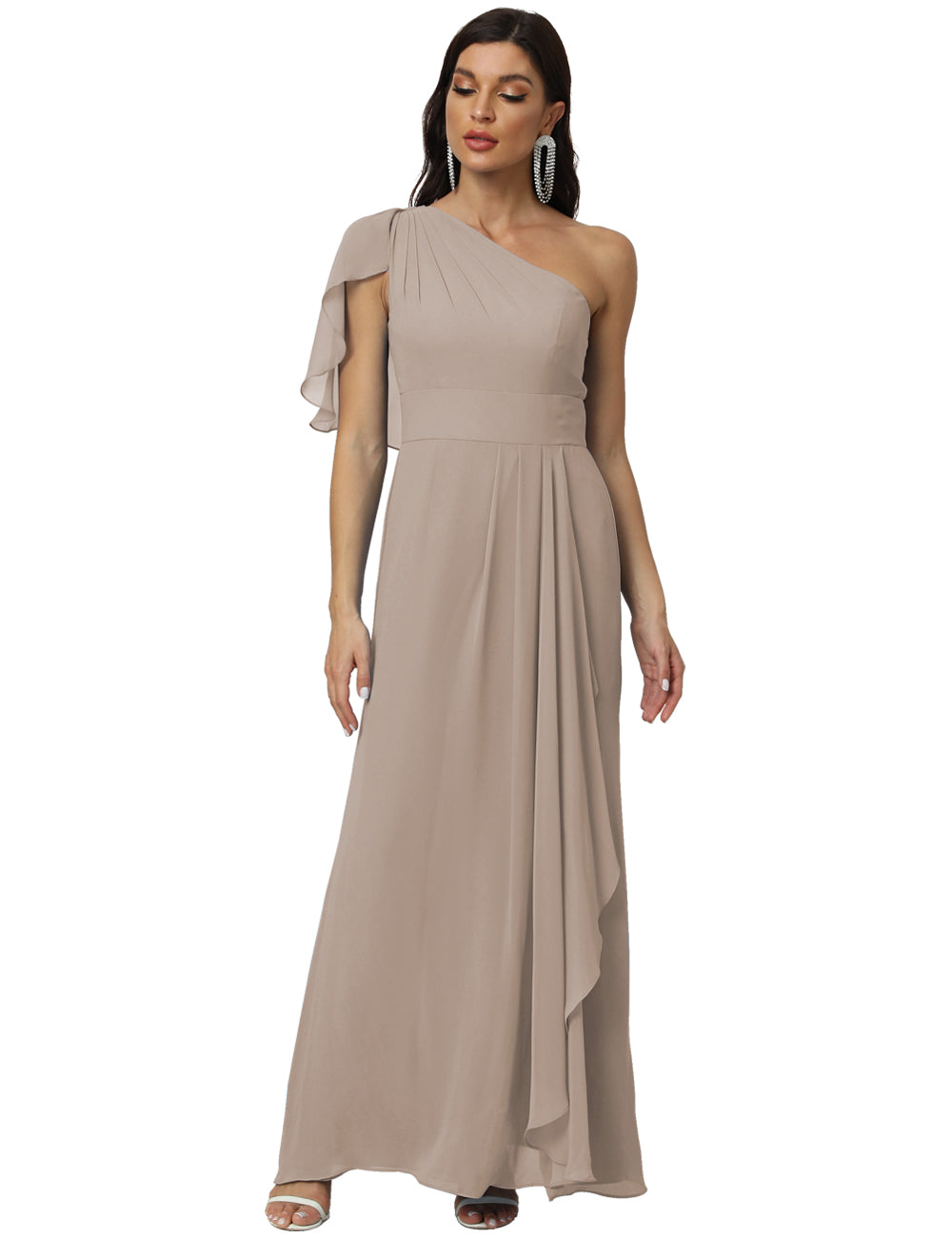 formal taupe dress Color Size 6 Ruffled One Shoulder Prom Ankle Length Chiffo – Baoleely best sellers All fabric is hand Color:Black Patent Leather Two men in Albanian