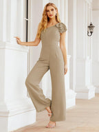 Baoleely Women's One Shoulder Long Jumpsuit Formal Evening Dress Long Bridesmaid Dresses Pants Wedding Party 28034