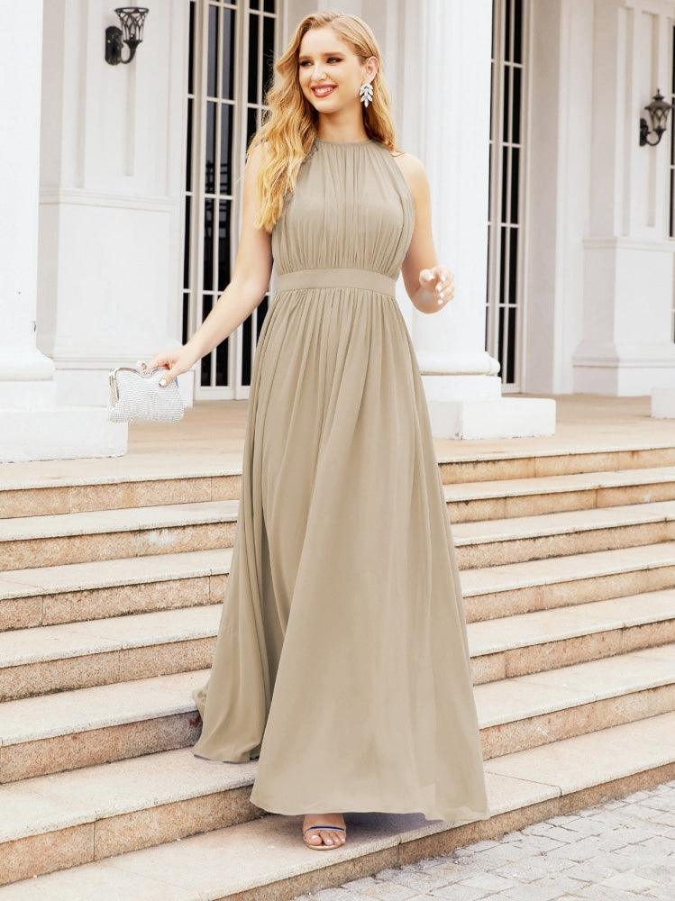 Baoleely Halter Bridesmaid Dress Empire Waist Formal Evening Prom Gown for Mother of The Bride 28030