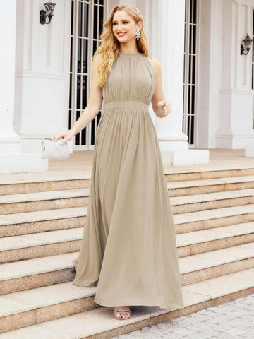 Baoleely Halter Bridesmaid Dress Empire Waist Formal Evening Prom Gown for Mother of The Bride 28030