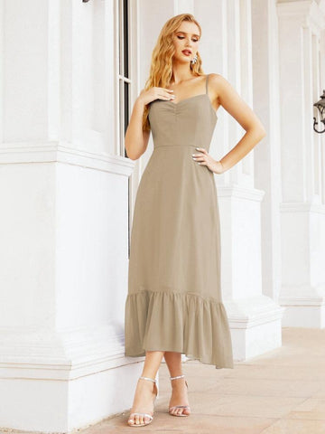 Baoleely Blackless Strap Bridesmaid Dress Ankle Length 28028