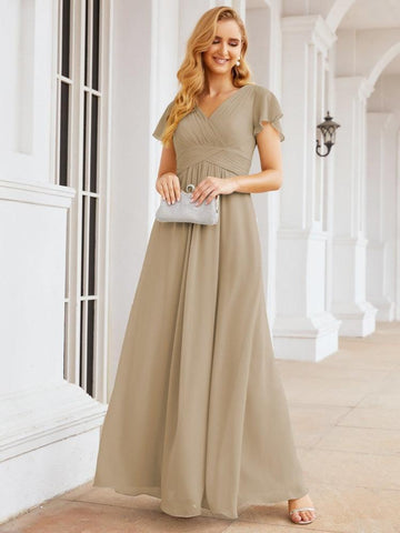 Baoleely Formal Prom Gowns for Mother of The Bride Cap Sleeves Bridesmaid Dress 28047