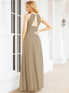 Baoleely Sleeveless Bridesmaid Dresses Long Prom Gown Zipper with Keyhole Back 28056
