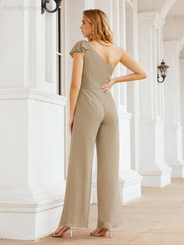 Baoleely Women's One Shoulder Long Jumpsuit Formal Evening Dress Long Bridesmaid Dresses Pants Wedding Party 28034
