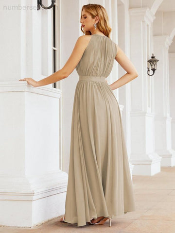 Baoleely Halter Bridesmaid Dress Empire Waist Formal Evening Prom Gown for Mother of The Bride 28030