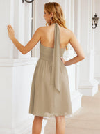 Robe de demoiselle d'honneur courte en mousseline de soie, dos nu, sans manches, robe de soirée formelle, dos nu, Baoleely 28023 