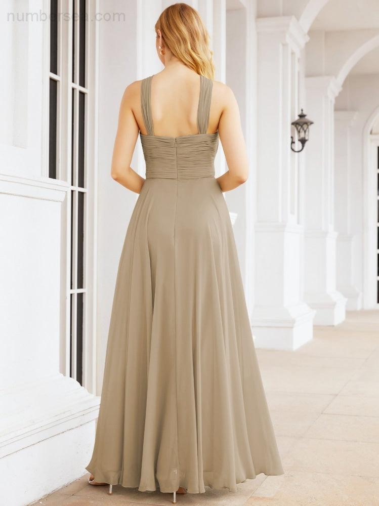 Baoleely Crisscross Halter Bridesmaid Dresses for Party Wedding Evening Prom Maxi Ball Gowns 28053