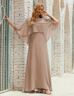 Vestido de dama de honor Sunderly para mujer, manga larga, cuello en V, de gasa, vestido formal de fiesta de boda SY28018