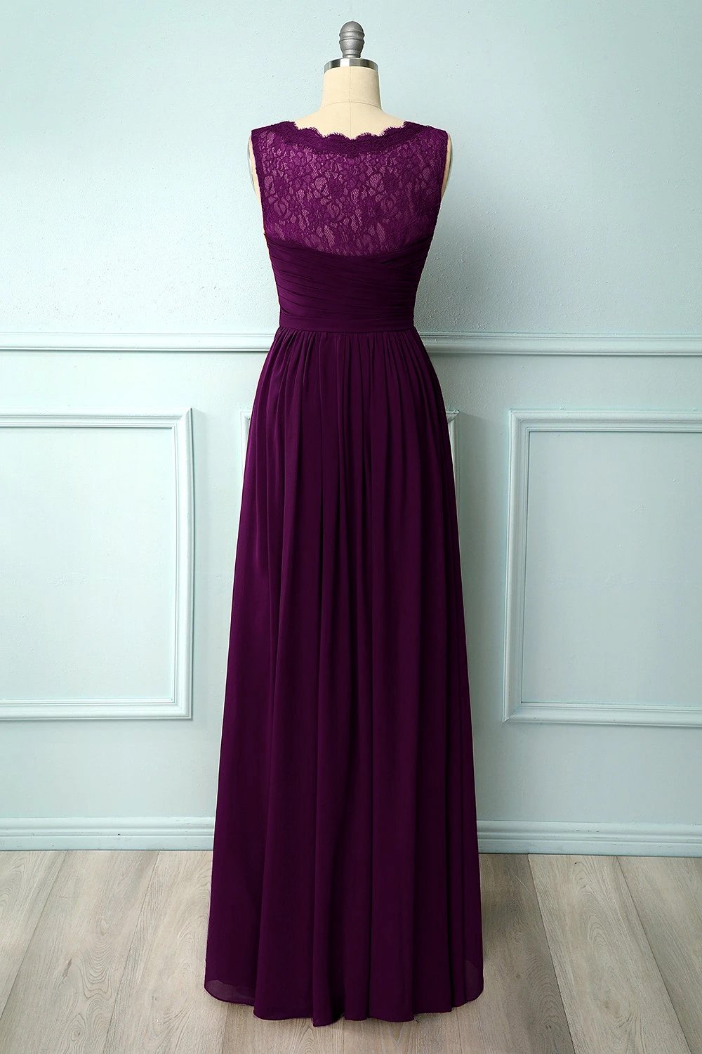 Robe de demoiselle d'honneur longue à col en V