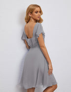 Robe de soirée dos nu, robe de bal formelle, longueur genou, manches courtes, robe de cocktail 28077 