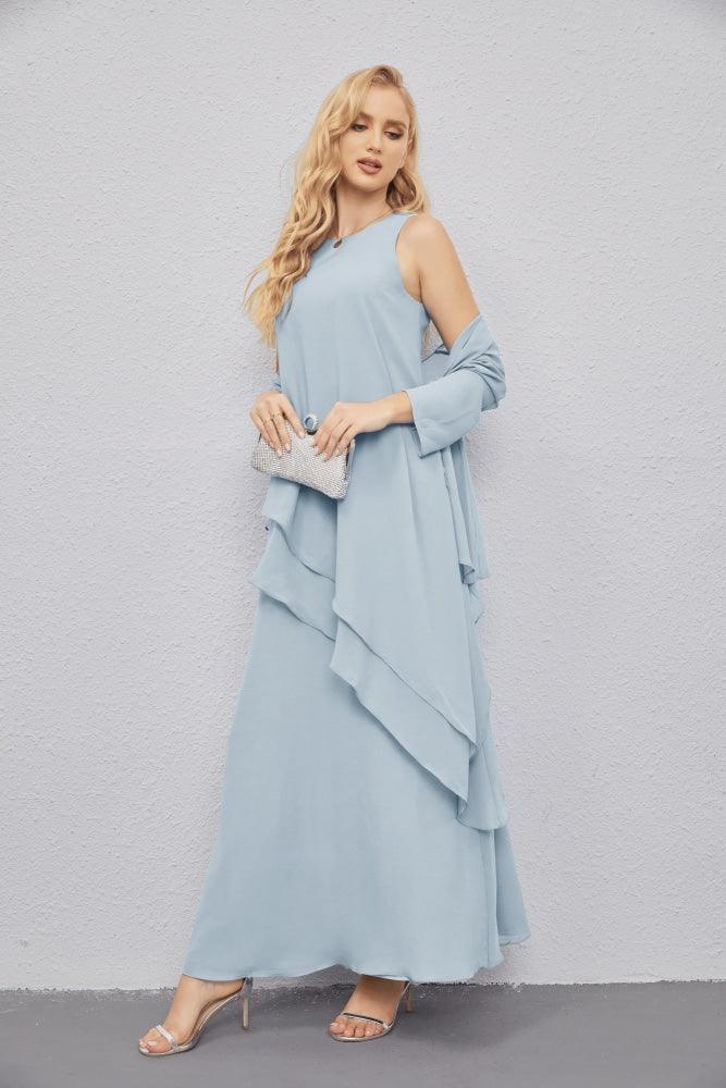 Vestidos de madre de la novia con cárdigan ligero abierto al frente, vestido formal de fiesta 28081 