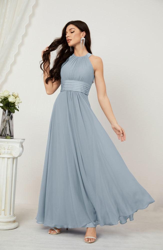 Robe de soirée formelle Baoleely en mousseline de soie, col licou, longue, sans manches, robe de demoiselle d'honneur 2802 