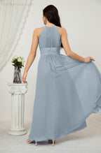 Robe de soirée formelle Baoleely en mousseline de soie, col licou, longue, sans manches, robe de demoiselle d'honneur 2802 