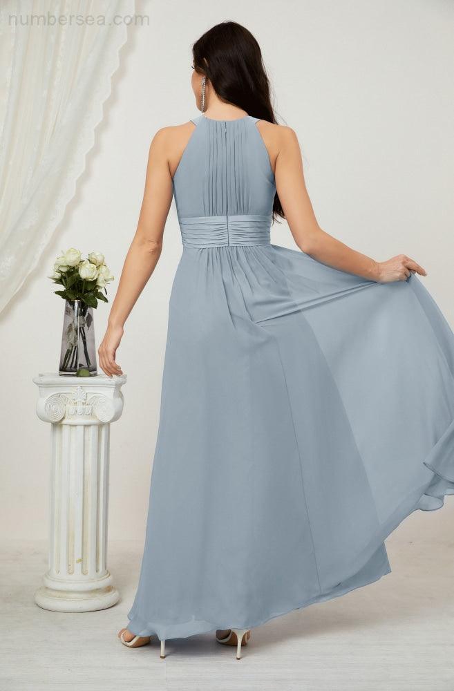Robe de soirée formelle Baoleely en mousseline de soie, col licou, longue, sans manches, robe de demoiselle d'honneur 2802 
