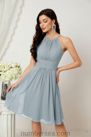 Vestidos de fiesta de bienvenida con cuello halter, vestido formal de cóctel para noche 28011 
