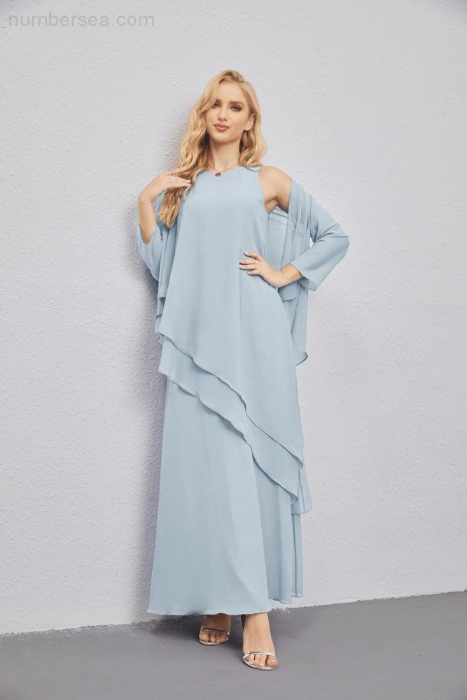 Vestidos de madre de la novia con cárdigan ligero abierto al frente, vestido formal de fiesta 28081 