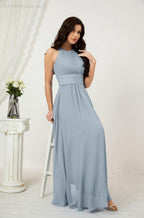 Robe de soirée formelle Baoleely en mousseline de soie, col licou, longue, sans manches, robe de demoiselle d'honneur 2802 
