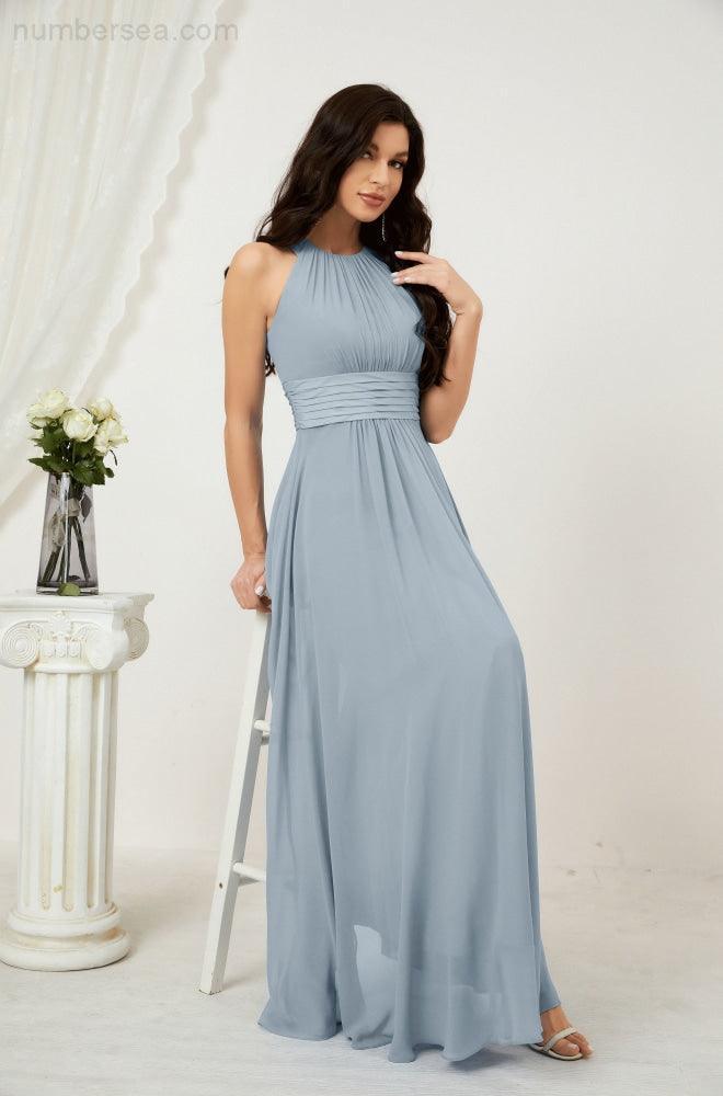 Robe de soirée formelle Baoleely en mousseline de soie, col licou, longue, sans manches, robe de demoiselle d'honneur 2802 