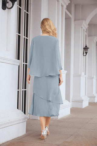 Vestido de fiesta formal de dos piezas corte A para la madre de la novia Sunderly SY28072