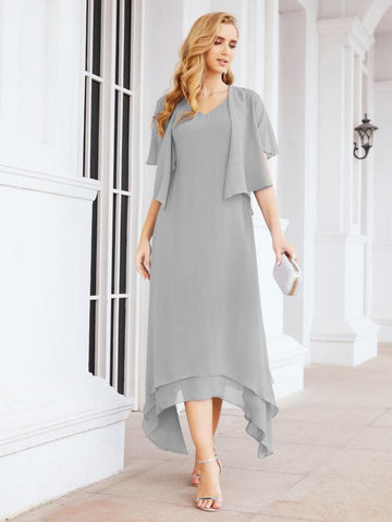 Vestido de fiesta formal de dos piezas corte A para la madre de la novia Sunderly SY28073