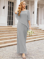 Vestido largo de fiesta formal Sunderly para la madre de la novia con capa de volantes SY28026