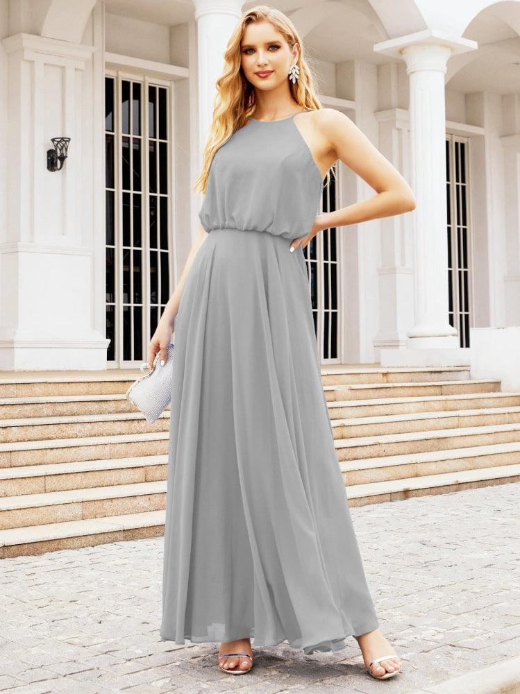 Baoleely  Halter Long Bridesmaid Dresses Formal A line Juniors Dress 28029