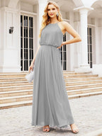 Baoleely  Halter Long Bridesmaid Dresses Formal A line Juniors Dress 28029