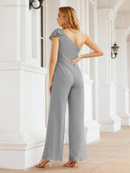 Baoleely Women's One Shoulder Long Jumpsuit Formal Evening Dress Long Bridesmaid Dresses Pants Wedding Party 28034