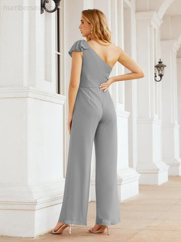 Baoleely Women's One Shoulder Long Jumpsuit Formal Evening Dress Long Bridesmaid Dresses Pants Wedding Party 28034