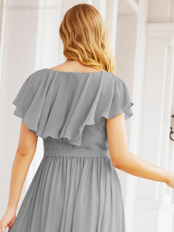 Vestidos de dama de honor con mangas abullonadas para fiesta formal de noche y graduación 28044 