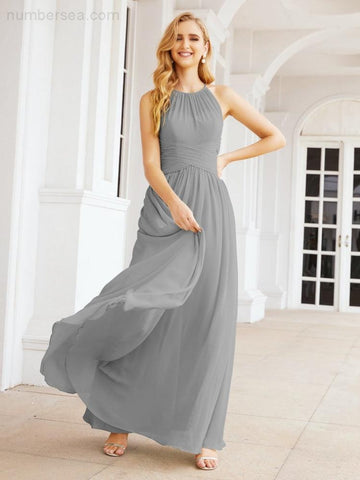 Baoleely Sleeveless Bridesmaid Dresses Long Prom Gown Zipper with Keyhole Back 28056