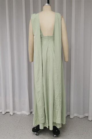 Robes de soirée sexy dos nu fendues à col en V 