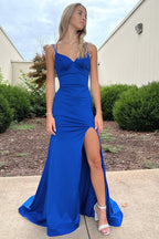 Spaghetti Straps Long Prom Dress with Slit