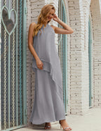 Vestido largo de gasa de talla grande para la madre de la novia, vestido de gala para dama de honor, vestido de graduación SY28019