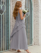 Vestido largo de gasa de talla grande para la madre de la novia, vestido de gala para dama de honor, vestido de graduación SY28019