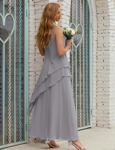 Vestido largo de gasa de talla grande para la madre de la novia, vestido de gala para dama de honor, vestido de graduación SY28019