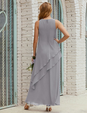 Vestido largo de gasa de talla grande para la madre de la novia, vestido de gala para dama de honor, vestido de graduación SY28019