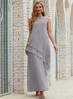 Vestido largo de gasa de talla grande para la madre de la novia, vestido de gala para dama de honor, vestido de graduación SY28019