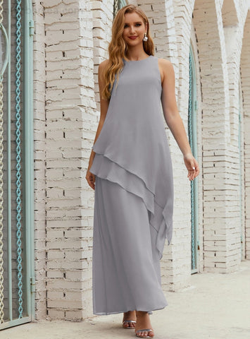 Vestido largo de gasa de talla grande para la madre de la novia, vestido de gala para dama de honor, vestido de graduación SY28019