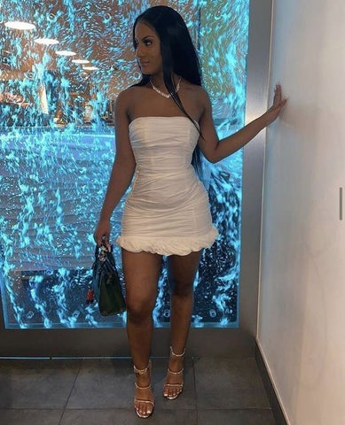 Robe de soirée moulante en satin sans bretelles, pour bal de promo, anniversaire, Y1952