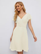 Robe de soirée dos nu, robe de bal formelle, longueur genou, manches courtes, robe de cocktail 28077 